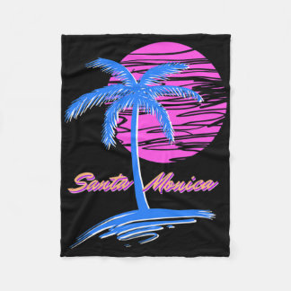Manta Polar Playa Santa Monica Outrun 80 Vaporwave estético