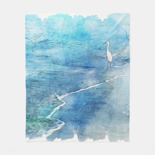 Manta Polar Playa tropical en Verde azulado Aqua Turquoise Blu (Anverso)