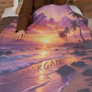 Manta Polar Playa Tropical Personalizada Sunset - Costa Dreamy