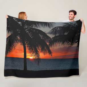 Manta Polar Playa Tropical Sunset Palm Trees
