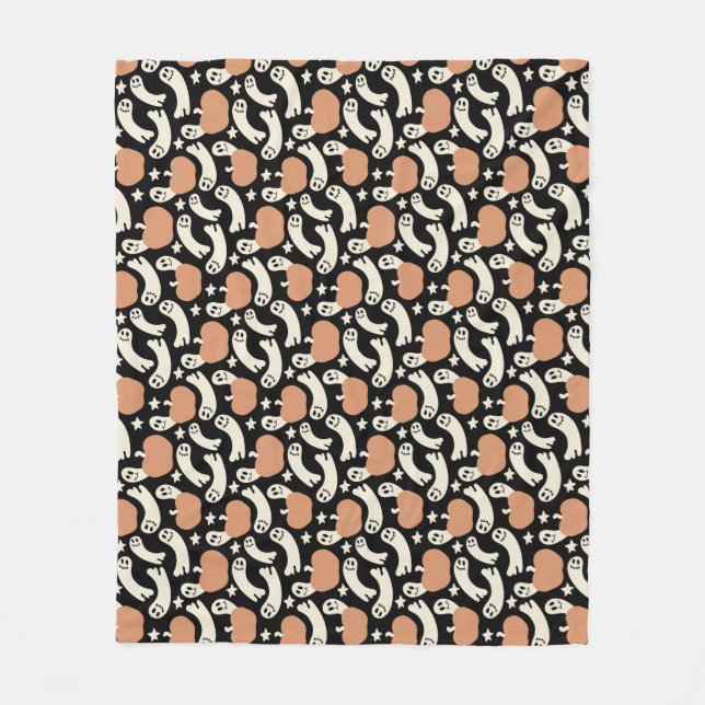 Manta Polar Playful Ghosts and Pumpkins on Black – Halloween R (Anverso)