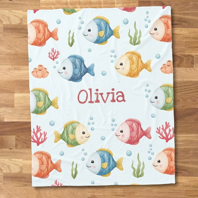 Manta Polar Playful Tropical Fish Pattern Personalized (Subido por el creador)