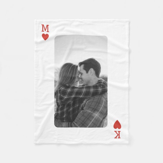 Manta Polar Playing Card Couple Photo Romantic Love Heart Gift (Anverso)