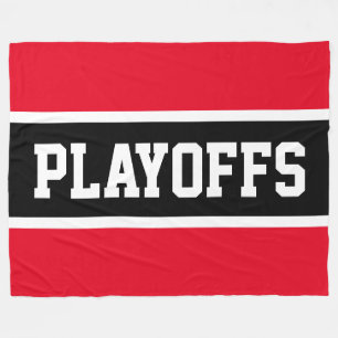 Manta Polar PLAYOFFS ATLÉTICO Brillante Tiras Blancas Rojas