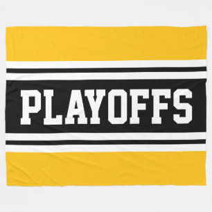 Manta Polar PLAYOFFS Negro Amarillo Naranja Blanco Rayas de Ca