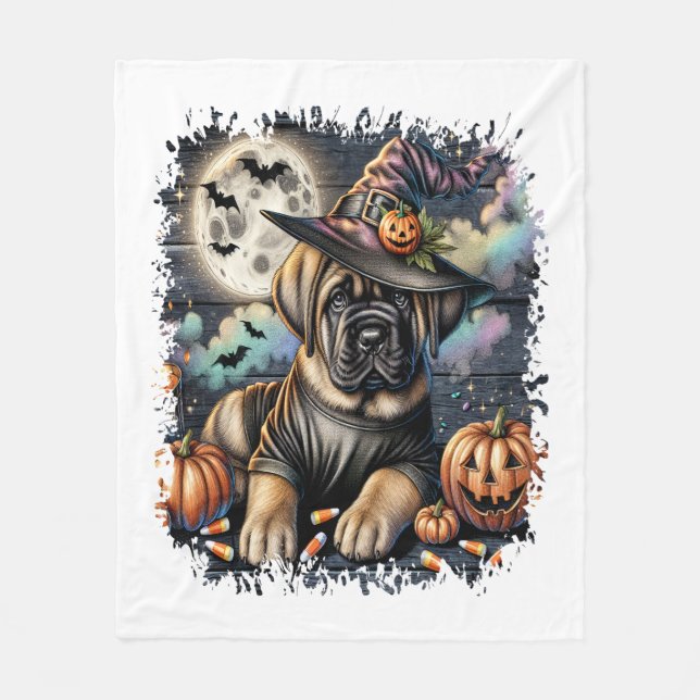 Manta Polar Plaza Mastiff Dog Halloween (Anverso)