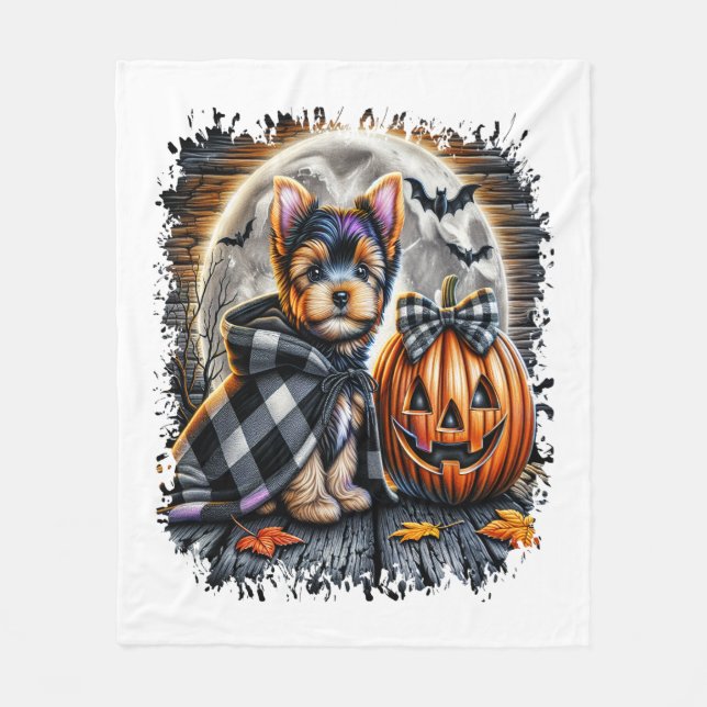 Manta Polar Plaza Yorkie Dog Halloween (Anverso)