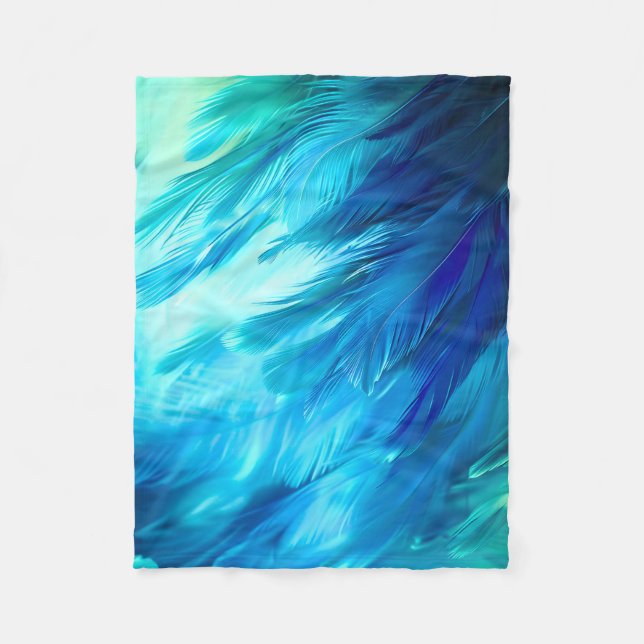 Manta Polar Pluma abstracta verde azul (Anverso)