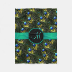 Manta Polar Pluma brillante del pavo real de la fantasía