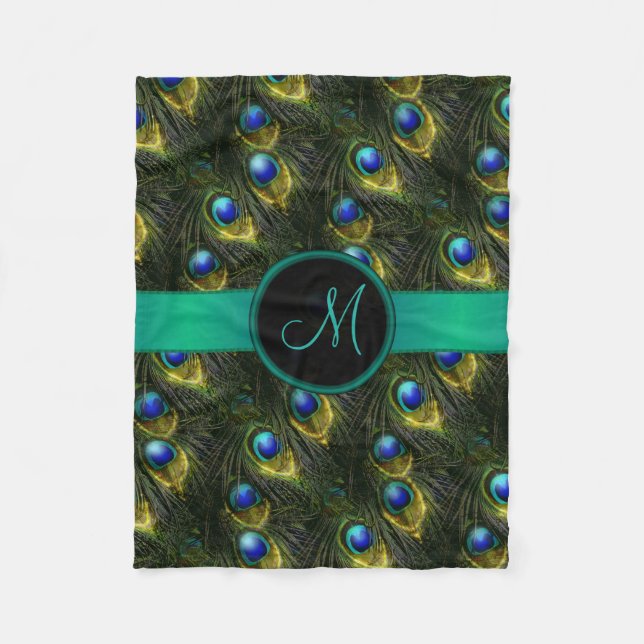 Manta Polar Pluma brillante del pavo real de la fantasía (Anverso)