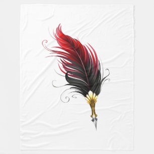 Manta Polar Pluma de plumas rojas con nido de oro