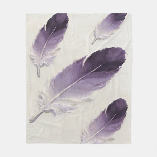Manta Polar Pluma Morada Suave Estética Moderna Boho (Anverso)
