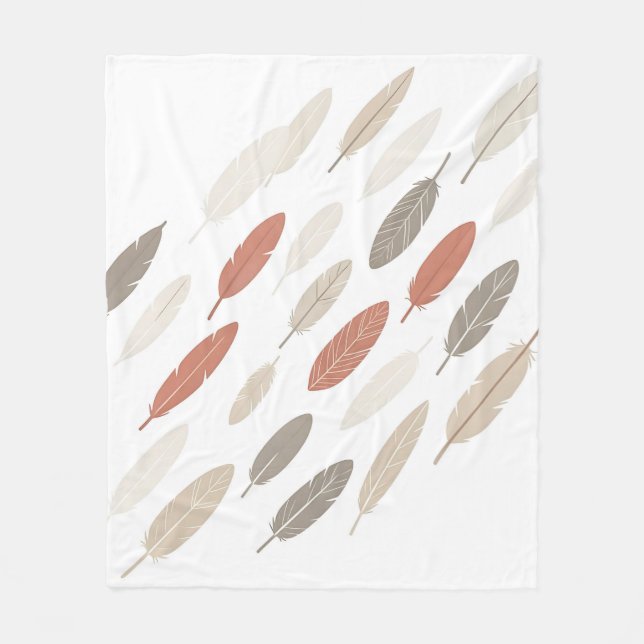 Manta Polar Plumas Boho Óxido Diagonal (Anverso)