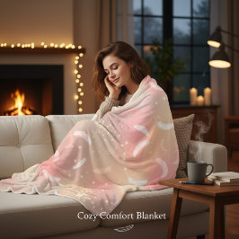 Manta Polar Plumas suaves pastel | Rosa romántico y dorado aco