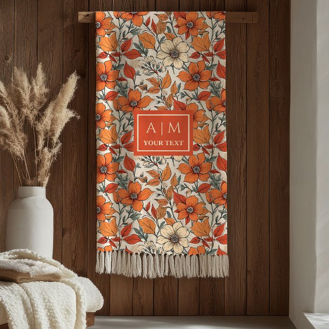 Manta Polar Plush Rusty Tones Sage Olive Autumn Floral Print  (Plush Rusty Tones Sage Olive Autumn Floral Print Blanket)