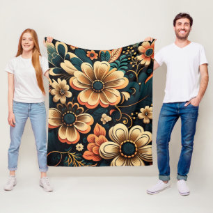 Manta Polar Poder floral retro boho