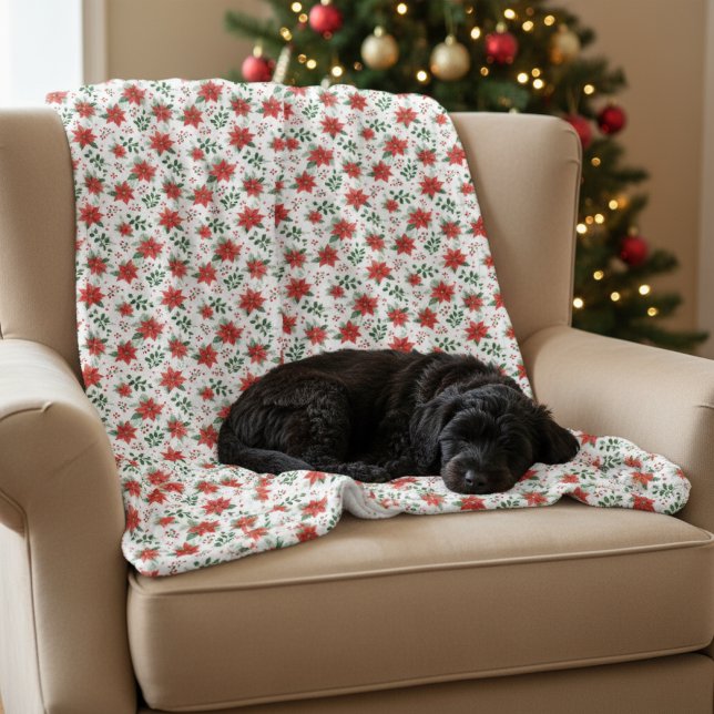 Manta Polar Poinsettia botánica de acuarela minimalista (Subido por el creador)