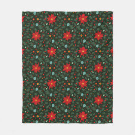 Manta Polar Poinsettia Paradise Fleece Blanket twilight