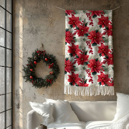 Manta Polar Poinsettia Throw Blanket Classic Yuletide Style
