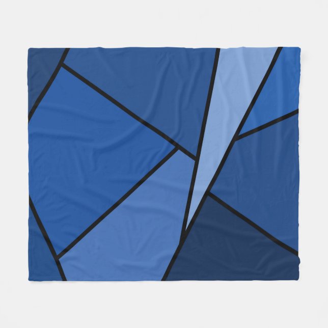 Manta Polar Polígonos azules abstractos (Frente (Horizontal))