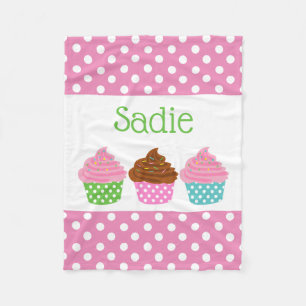 Manta Polar Polka Dot Cupcakes Personalizado Fleece Blanket
