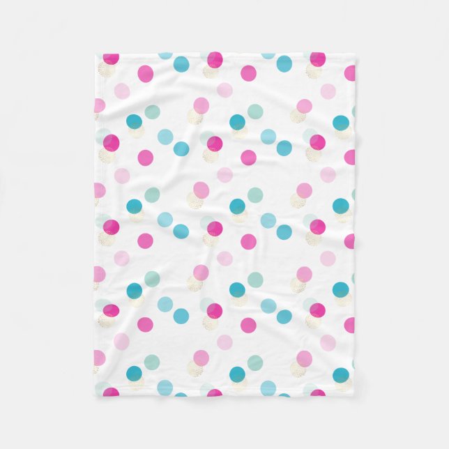 Manta Polar POLKA DOT patrón de bonito azul acuático rosa (Anverso)