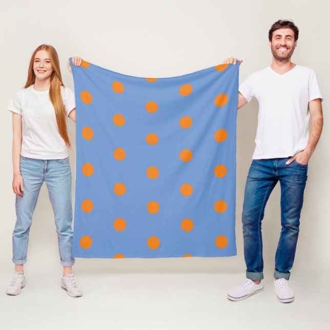 Manta Polar Polka Dot Throw Blanket (Denim Blue & Naranja) (In situ)