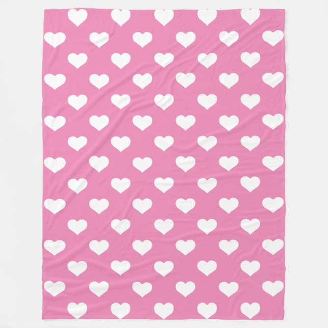Manta Polar Polka Hearts Pink Fleece Blanket (Anverso)