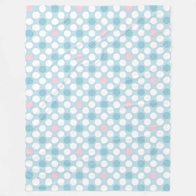 Manta Polar Polka pega retro azul rosado blanco (Anverso)
