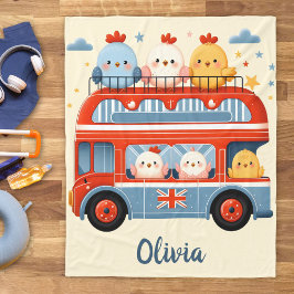 Manta Polar Pollitos Adorables y Autobús de Londres