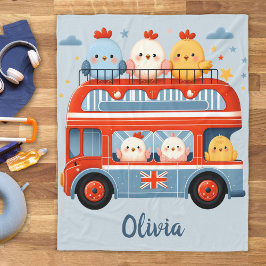 Manta Polar Pollitos Adorables y Autobús de Londres