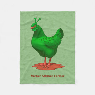 Manta Polar Pollo extranjero marciano verde divertido