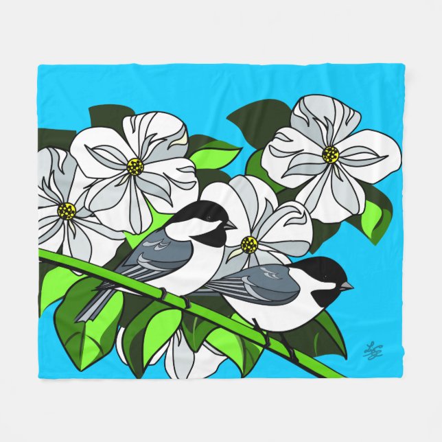 Manta Polar Pollos con cubierta negra y dogwood (Frente (Horizontal))