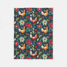 Pollos De Granja Y Poinsettias