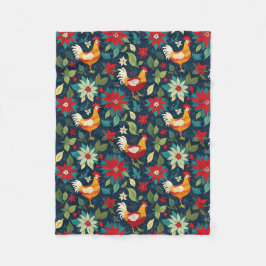 Manta Polar Pollos De Granja Y Poinsettias