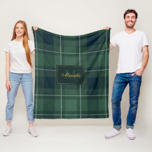 Manta Polar Polo de Tartán Cuadros Monograma Vintage Verde Osc