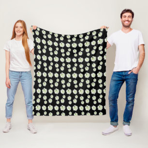 Manta Polar Polvo de patrón de flores blancas. Fleece Blanket