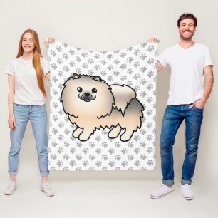 Manta Polar Pomerania Sable Crema Perro De Dibujos Animados Li