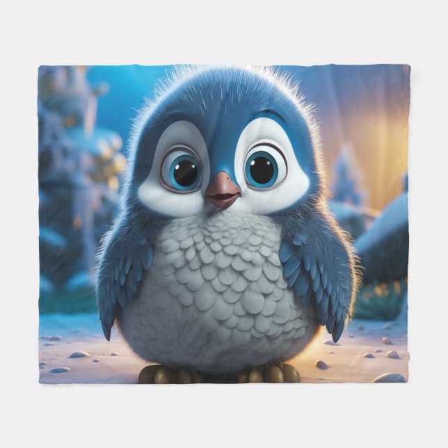 Manta Polar Poncho - Un pingüino suave (Frente (Horizontal))