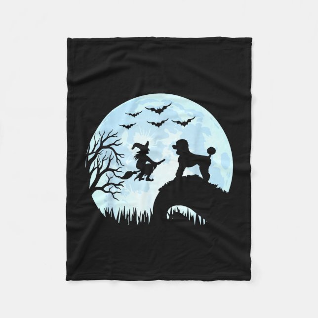 Manta Polar poodle bruja de Halloween  (Anverso)