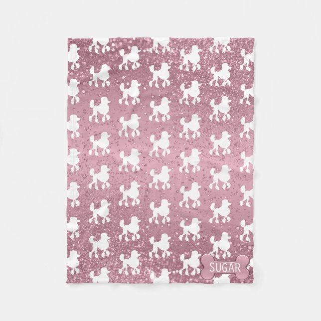 Manta Polar Poodle en Purpurina rosado (Anverso)