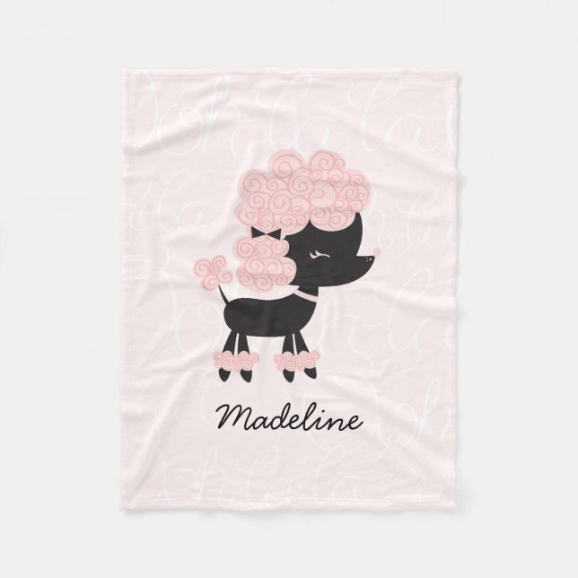 Manta Polar Poodle Francés Girly Pink (Anverso)