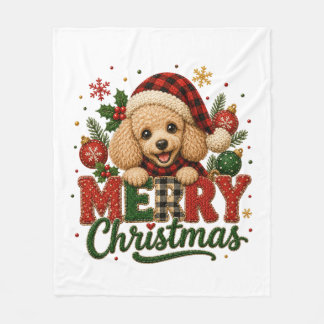 Manta Polar Poodle lindo Feliz Navidad