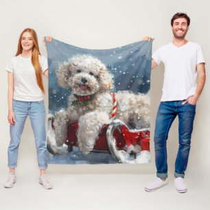 Manta Polar Poodle Perro Navideño Festivo