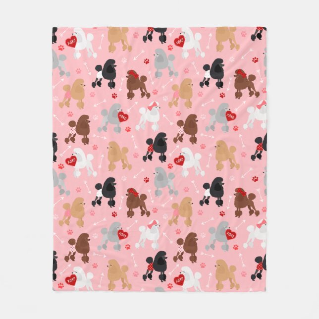 Manta Polar Poodle Valentine Pattern (Anverso)