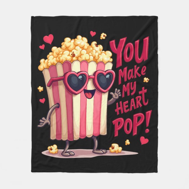 Manta Polar Popcorn Heart Pop Valentine Design (Anverso)
