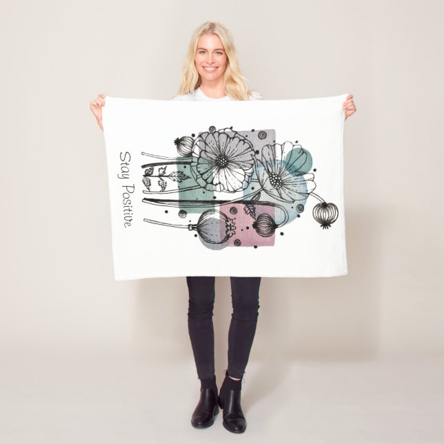 Manta Polar Poppies Doodle En Tinta Y Acuarela (In situ)