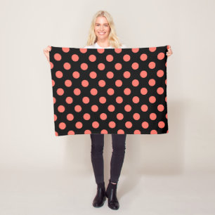 Manta Polar Pos de la polka de coral vivos en negro