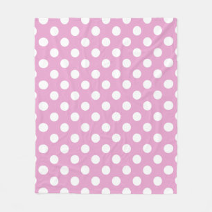 Manta Polar Pos de polka blanca en rosa pálido