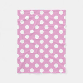 Manta Polar Pos de polka blanca en rosa pálido